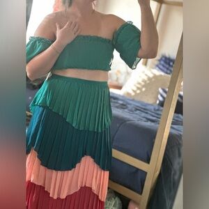 NWT colorful vacation two piece dress XL